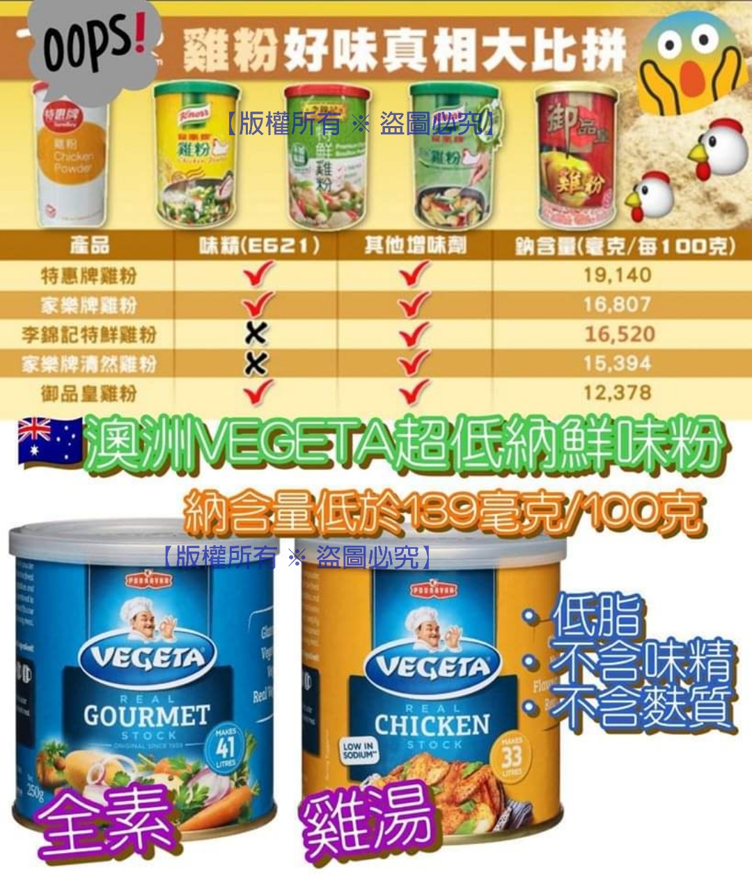 澳洲 VEGETA 超低納鮮味粉 (B) 橙色 雞湯風味 200g