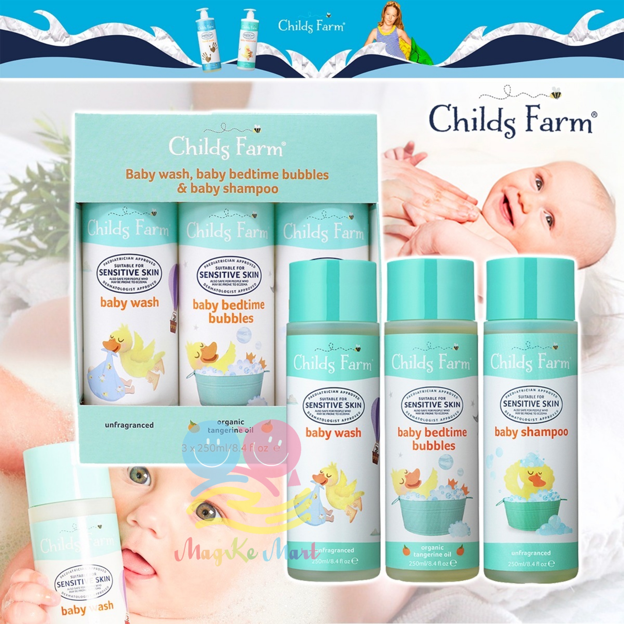 英國 Childs Farm 兒童防敏洗髮沐浴套裝 250ml (1套3支)