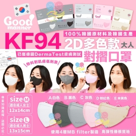 韓國 Goodmanner 2D大人款對摺口罩(1箱100片)(非獨立包裝)