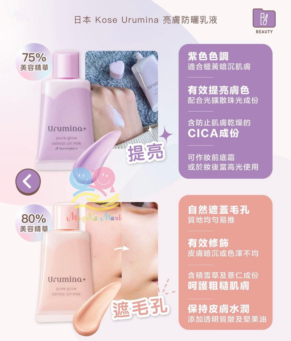 日本 Kose 高絲 Urumina 亮膚防曬乳液系列 35g